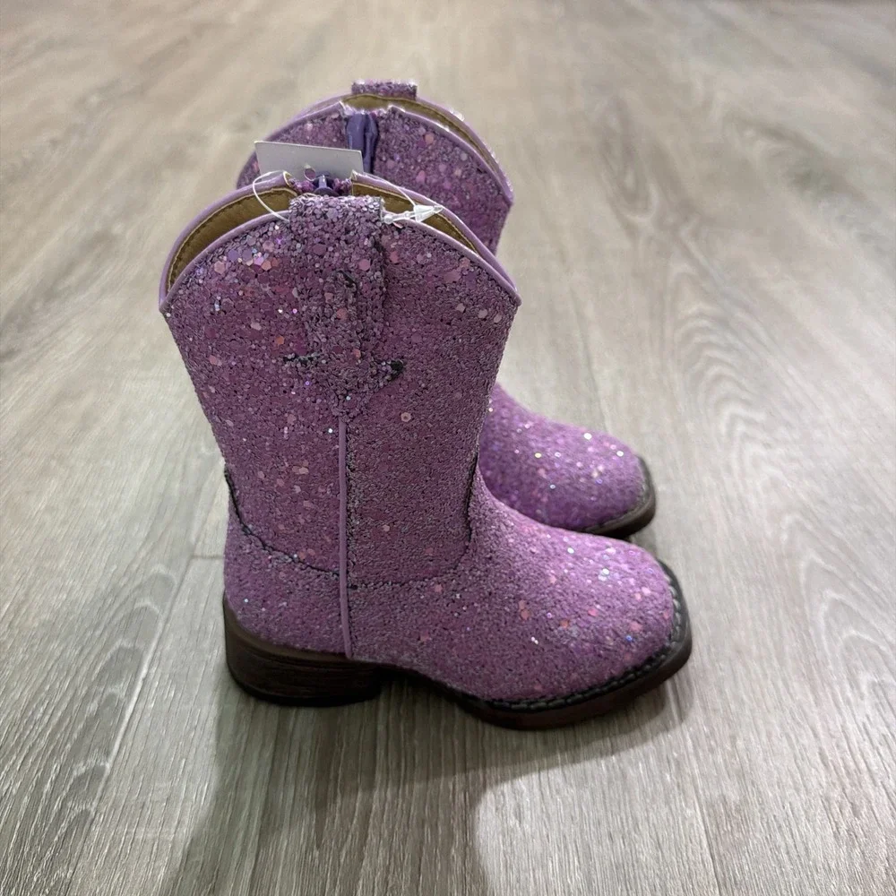 Roper Glitter Galore Square Toe Cowboy  Toddler Girls Purple Boots Size 5‎ NEW